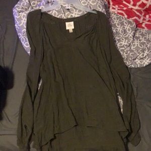 Long sleeve olive green blouse